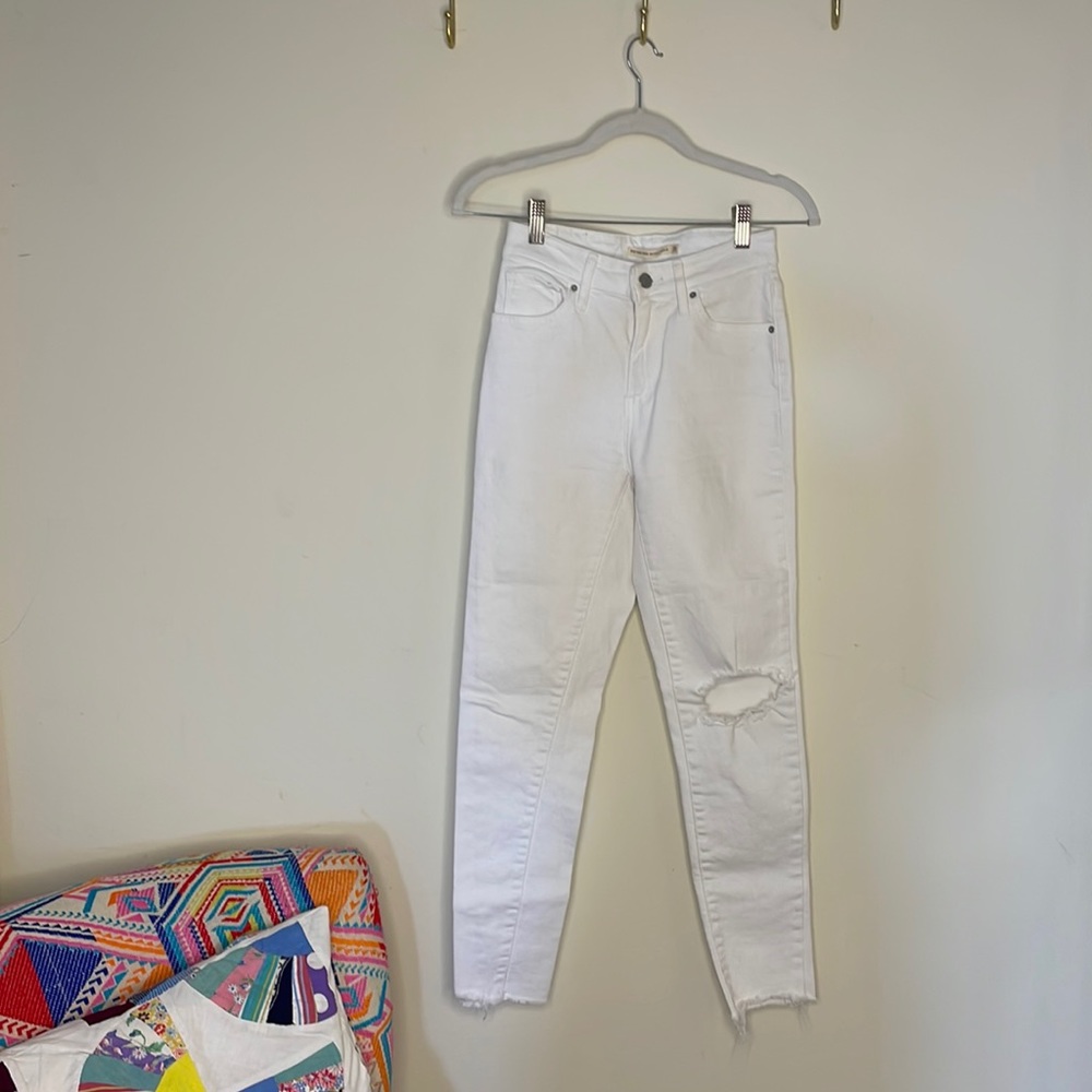 LEVIS 721 High Rise Skinny Ankle White Denim Jeans